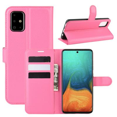 Litchi Pattern Shockproof Side Flip PU Leather + Soft TPU Card Slots with Magnetic Buckle and Stand Wallet Case for Samsung Galaxy A71