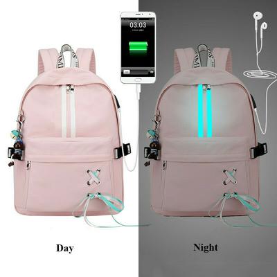 Anti Theft Reflective Waterproof Girls Travel Laptop Backpack Bookbags Women Backpack USB Charge School Bags 