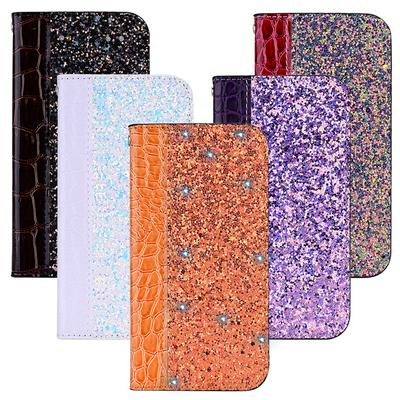 Crocodile Texture Glitter Powder Horizontal Flip Leather Case Mosaic Crocodile Pattern with Card Slots & Holder for HUAWEI Psmart Z/Y9 Prime Phone Case