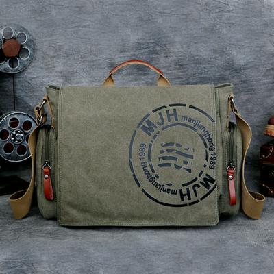 Retro Printed Pattern Canvas Men Briefcase Single Shoulder Postman Bags Vintage Crossbody Bags Business Handbags Travel for 14 Inch Laptop Bag