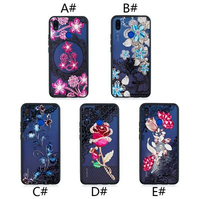 Diamond Studded 3D Colored Painting Lace Pattern TPU Back Cover Case for Huawei P Smart+ / Nova 3i 