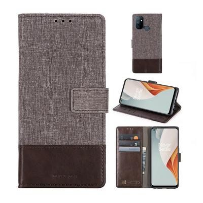 For OnePlus Nord N100 Splicing Canvas Pattern Flip Leather Case with Card Slots and Stand Function