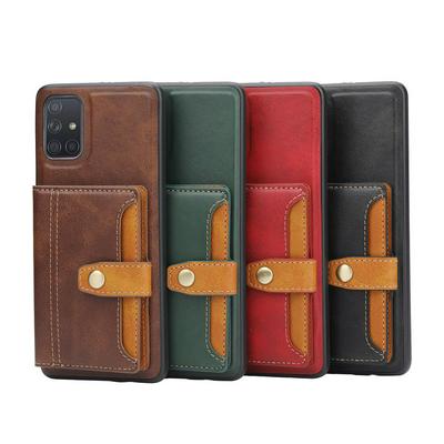 For Samsung Galaxy A51 Calfskin Pattern Shockproof Leather Coated Phone Case with Magnetic Buckle Card Pocket