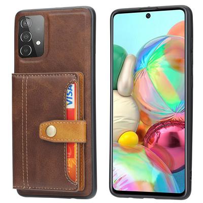 For Samsung Galaxy A52 5G Calfskin Pattern Shockproof Leather Coated Phone Case with Magnetic Buckle Card Pocket