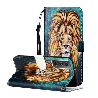 For Samsung Galaxy S21 5G Relief Color Painting Magnetic Buckle Flip Leather Case with Card Slot&Stand Function