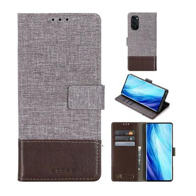 For Oppo Reno4 Pro 5G Splicing Canvas Pattern Flip Leather Case with Card Slots and Stand Function