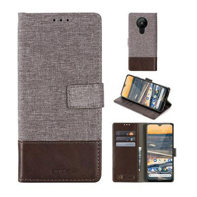 For Nokia 5.3 Splicing Canvas Pattern Flip Leather Case with Card Slots and Stand Function