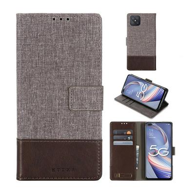 For Oppo A92s Splicing Canvas Pattern Flip Leather Case with Card Slots and Stand Function
