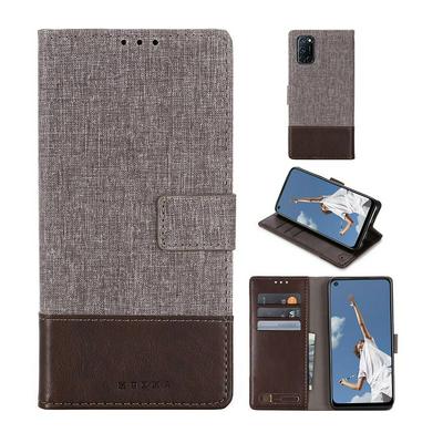 For Oppo A52 Splicing Canvas Pattern Flip Leather Case with Card Slots and Stand Function