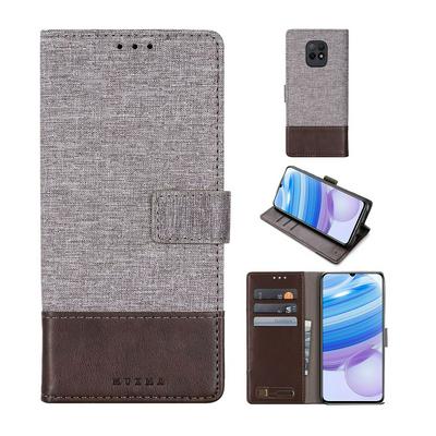 For Xiaomi Redmi 10X 5G Splicing Canvas Pattern Flip Leather Case with Card Slots and Stand Function