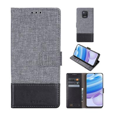 For Xiaomi Redmi 10X Pro 5G Splicing Canvas Pattern Flip Leather Case with Card Slots and Stand Function