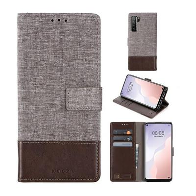 For Huawei nova 7 SE Splicing Canvas Pattern Flip Leather Case with Card Slots and Stand Function