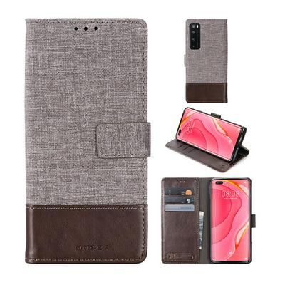 For Huawei nova 7 Pro 5G Splicing Canvas Pattern Flip Leather Case with Card Slots and Stand Function