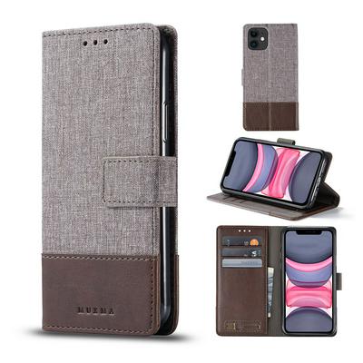 For iPhone 11(6.1) Splicing Canvas Pattern Flip Leather Case with Card Slots and Stand Function
