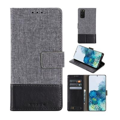 For Samsung Galaxy S20 Splicing Canvas Pattern Flip Leather Case with Card Slots and Stand Function