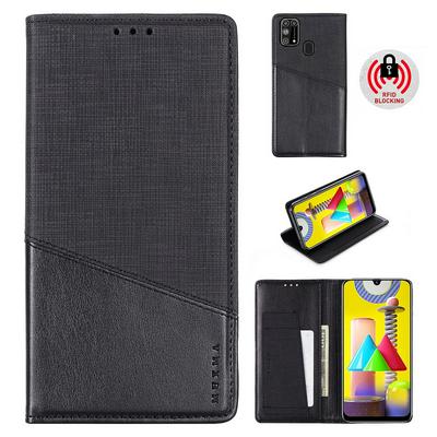 For Samsung Galaxy M31 Splicing Solid Color Magnetic Closure Flip Leather Case with Card Slot & Stand Function