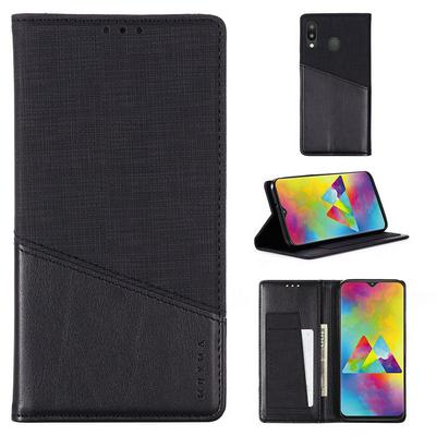 For Samsung Galaxy M20 Splicing Solid Color Magnetic Closure Flip Leather Case with Card Slot & Stand Function