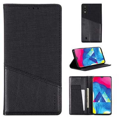 For Samsung Galaxy M10 Splicing Solid Color Magnetic Closure Flip Leather Case with Card Slot & Stand Function