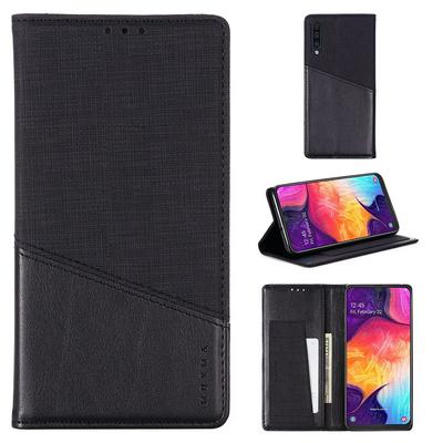 For Samsung Galaxy A50 Splicing Solid Color Magnetic Closure Flip Leather Case with Card Slot & Stand Function