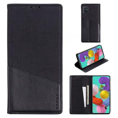 For Samsung Galaxy A51 Splicing Solid Color Magnetic Closure Flip Leather Case with Card Slot & Stand Function