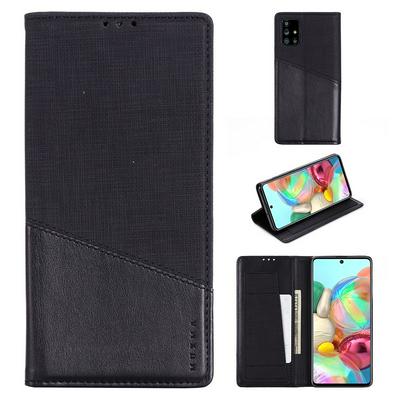 For Samsung Galaxy A71 Splicing Solid Color Magnetic Closure Flip Leather Case with Card Slot & Stand Function