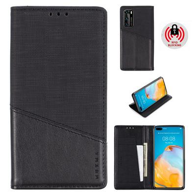 For Huawei P40 Splicing Solid Color Magnetic Closure Shockproof Flip Leather Case with Card Slot & Stand Function