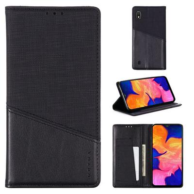 For Samsung Galaxy A10 Splicing Solid Color Magnetic Closure Shockproof Flip Leather Case with Card Slot & Stand Function