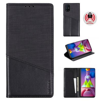 For Samsung Galaxy M51 Splicing Solid Color Magnetic Closure Shockproof Flip Leather Case with Card Slot & Stand Function