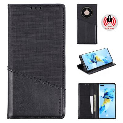 For Huawei Mate 40 Pro+ Splicing Solid Color Magnetic Closure Shockproof Flip Leather Case with Card Slot & Stand Function