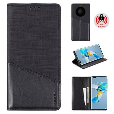 For Huawei Mate 40 Pro Splicing Solid Color Magnetic Closure Shockproof Flip Leather Case with Card Slot & Stand Function