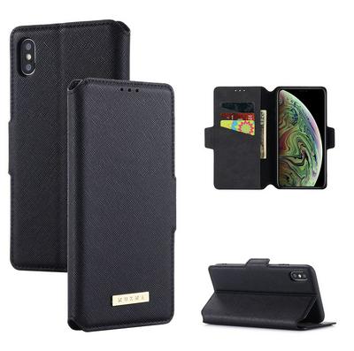 For iPhone Xs Max 6.5 Grain Oil Edge Dual-layer Shockproof Flip Leather Case with Card Slot & Stand Function