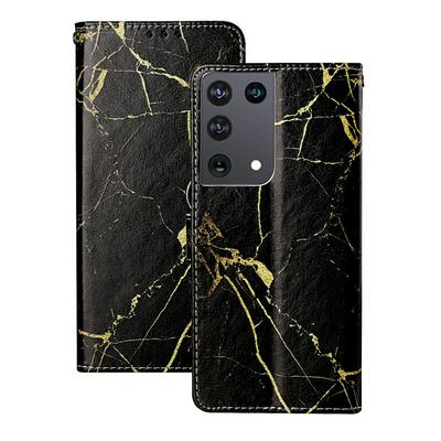 For Samsung Galaxy S21 Ultra 5G Marbling Shock-Absorption Magnetic Buckle Wallet Leather Case
