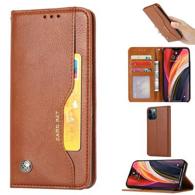 For iPhone 12 Pro Max(6.7) Classic Knead Skin Pattern Magnetic Closure Anti-drop Flip Leather Case with Card Slot