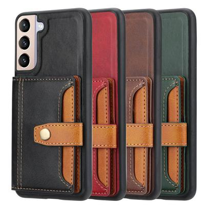 For Samsung Galaxy S21+ 5G Calfskin Pattern Shockproof Leather Coated Phone Case with Magnetic Buckle Card Pocket