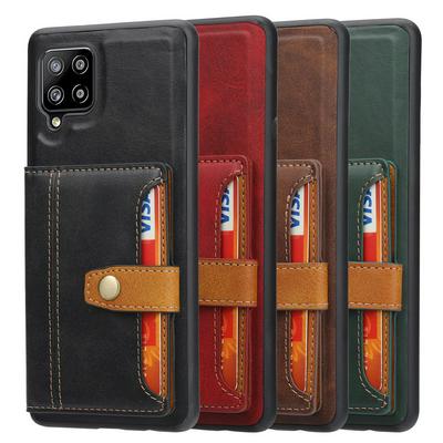 For Samsung Galaxy A42 5G Calfskin Pattern Shockproof Leather Coated Phone Case with Magnetic Buckle Card Pocket