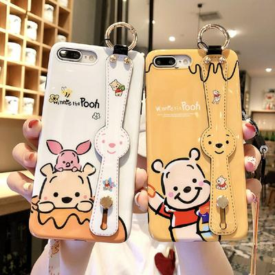 Cartoon Winnie-The-Pooh Pattern with Wrist Strap and Lanyard Soft Silicone Back Cover Case for iPhone 6 / 6S / 6 Plus / 6S Plus / 7 / 8 / 7 Plus / 8 Plus / X / Xs / XR 6.1 / Xs Max 6.5 / 11 6.1 / 11 Pro 5.8 / 11 Pro Max 6.5