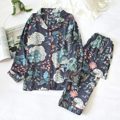 Spring / Summer 2020 new 100% viscose long-sleeved trousers ladies pajamas suit simple style long pajamas women's home service