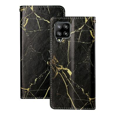 For Samsung Galaxy A42 5G Marbling Shock-Absorption Magnetic Buckle Flip Leather Case with Card Slot