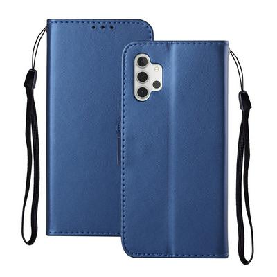 For Samsung Galaxy A32 5G Solid Color Magnetic Buckle Flip Leather Case with Card Slot&Wristband