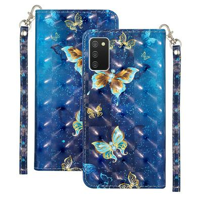 For Samsung Galaxy A02s U.S. Edition 3D Pattern Shock-Absorption Magnetic Buckle Flip Leather Case with Card Slot&Wristband 