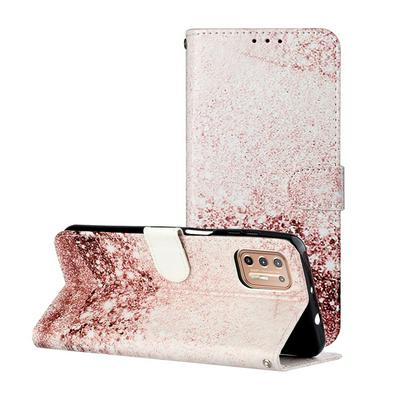 For Motorola Moto G9 Plus Marbling Shock-Absorption Magnetic Buckle Flip Leather Case with Card Slot