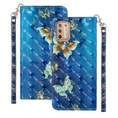 For Motorola Moto G9 Plus 3D Pattern Shock-Absorption Magnetic Buckle Flip Leather Case with Card Slot&Wristband 