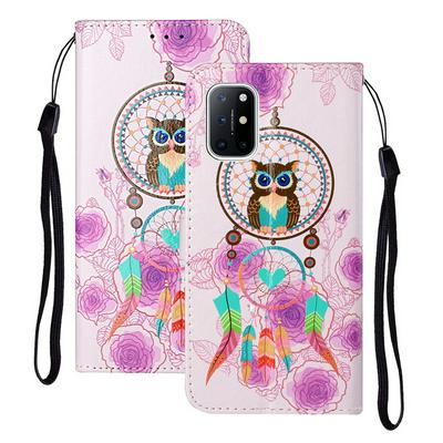 For OnePlus 8T Relief Color Painting Magnetic Buckle Flip Leather Case with Card Slot&Stand Function