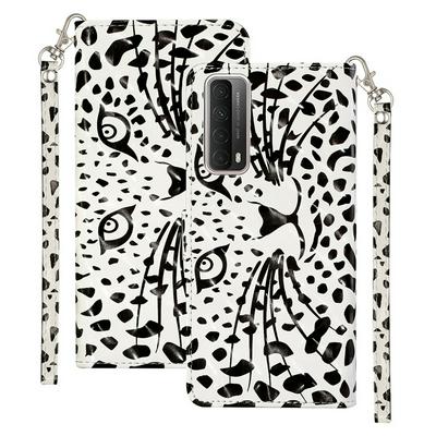 For Huawei P smart 2021 3D Pattern Shock-Absorption Magnetic Buckle Flip Leather Case with Card Slot&Wristband 