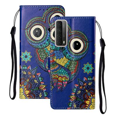 For Huawei P smart 2021 Relief Color Painting Magnetic Buckle Flip Leather Case with Card Slot&Stand Function