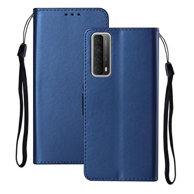 For Huawei P smart 2021 Solid Color Magnetic Buckle Flip Leather Case with Card Slot&Wristband 