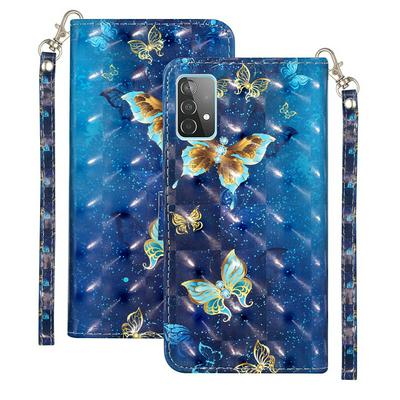 For Samsung Galaxy A52 5G 3D Pattern Shock-Absorption Magnetic Buckle Flip Leather Case with Card Slot&Wristband 