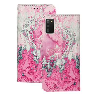 For Samsung Galaxy A02s U.S. Edition Marbling Shock-Absorption Magnetic Buckle Flip Leather Case with Card Slot