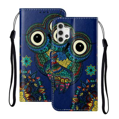 For Samsung Galaxy A32 5G Relief Color Painting Magnetic Buckle Flip Leather Case with Card Slot&Stand Function