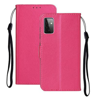 For Samsung Galaxy A72 5G Solid Color Magnetic Buckle Flip Leather Case with Card Slot&Wristband